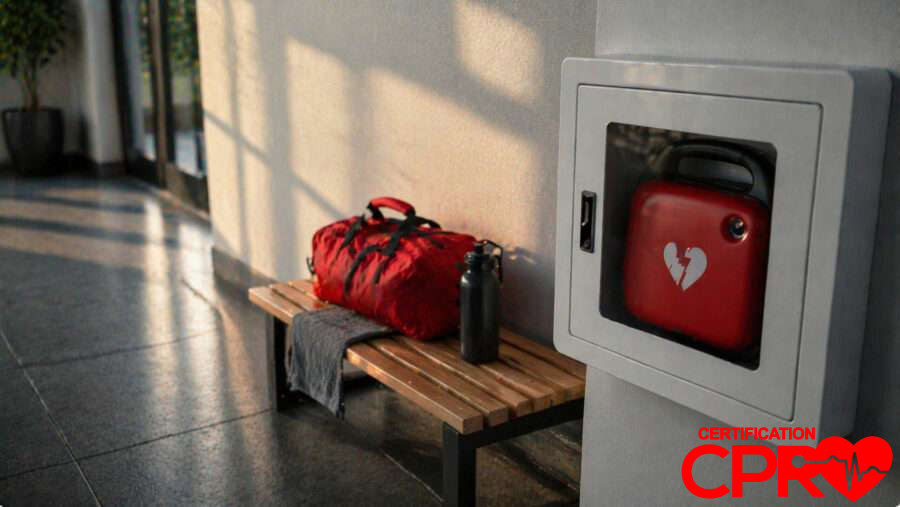 CPR training kit and AED device for cardiac emergencies in Atlanta.